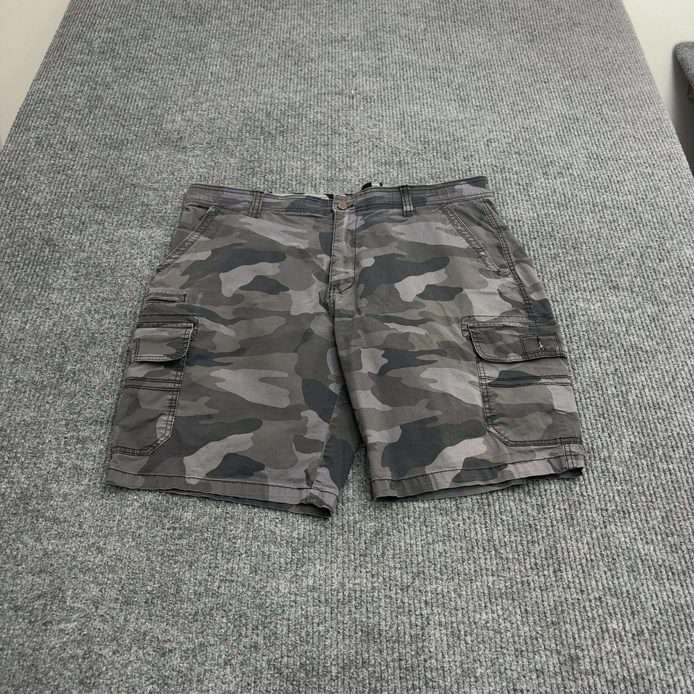 Unionbay Cargo Shorts Mens 40 Grey Camo Cotton Spandex Tactical Utility Casual